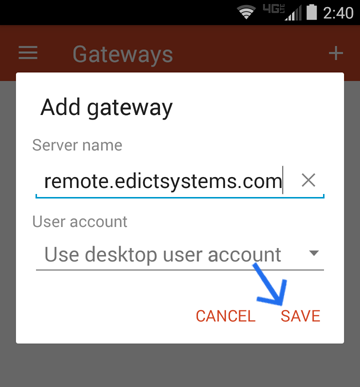 Remote Desktop Add Gateway