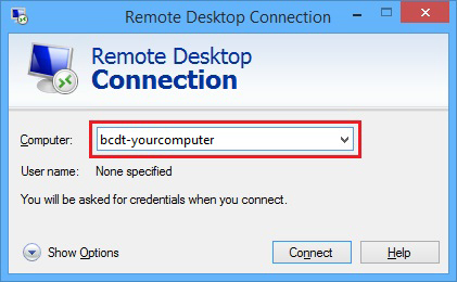 Remote Desktop Connection Window