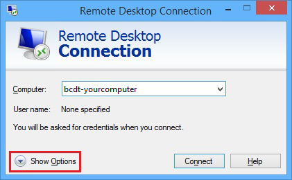 Remote Desktop Connection Options