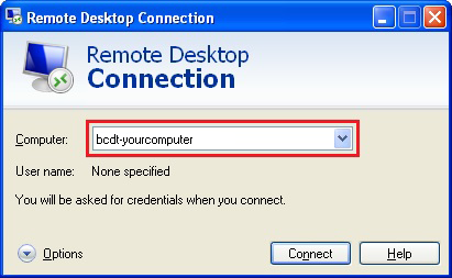 Remote Desktop Connection Window