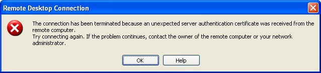 Unexpected server certificate